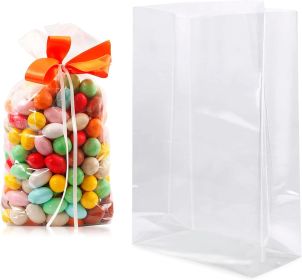 Pack of 100 Clear Gusseted Poly Bags 6 x 3 x 15 Clear Polyethylene Bags 6x3x15 Expandable Side Gusset Bags Thickness 1 Mil for Food Service Indus
